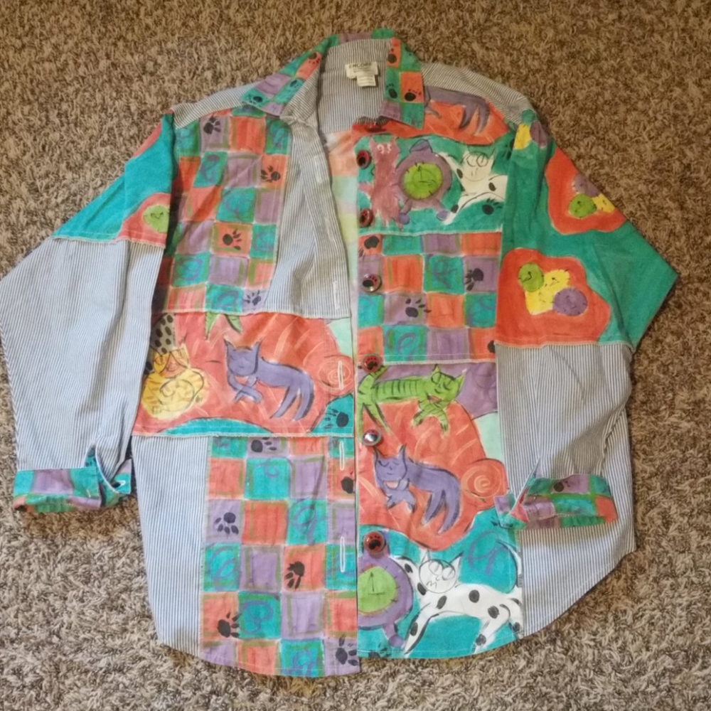 Cats Handpainted button up